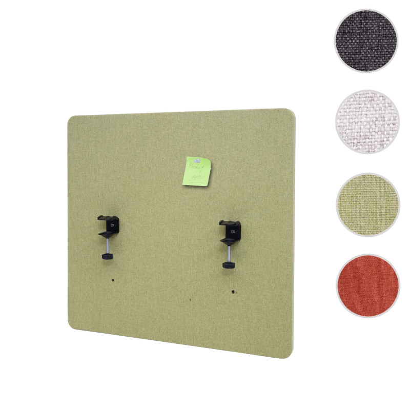 Paroi de séparation acoustique Protection visuelle pour bureau, panneau, tissu - 65x60cm, vert