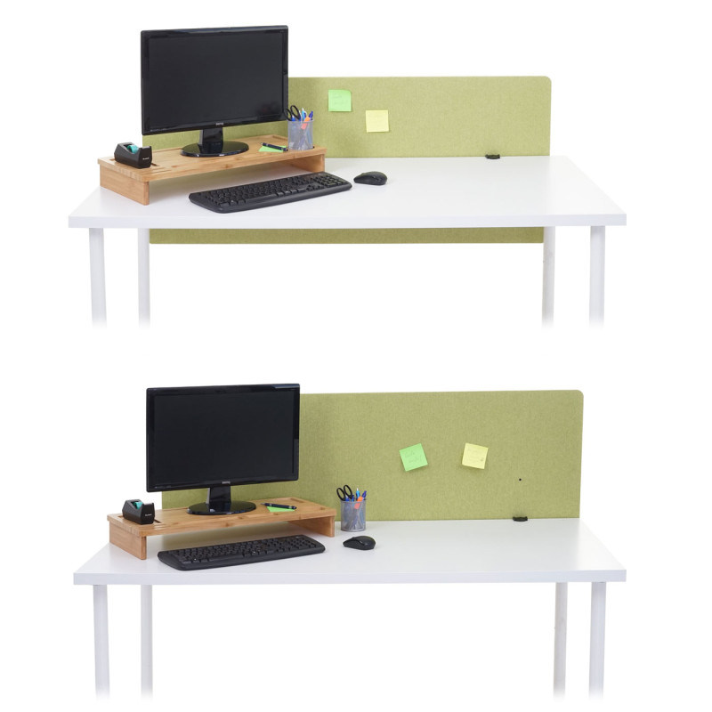 Paroi de séparation acoustique Protection visuelle pour bureau, panneau, tissu - 140x60cm, vert