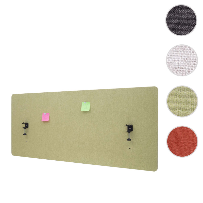 Paroi de séparation acoustique Protection visuelle pour bureau, panneau, tissu - 140x60cm, vert