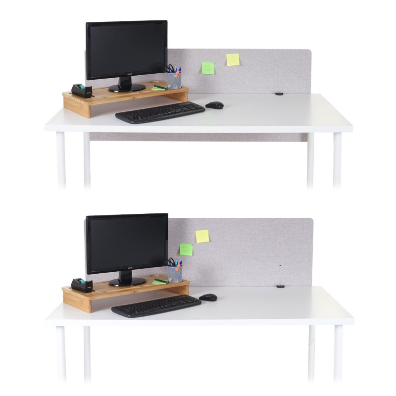 Paroi de séparation acoustique Protection visuelle pour bureau, panneau, tissu - 140x60cm, gris