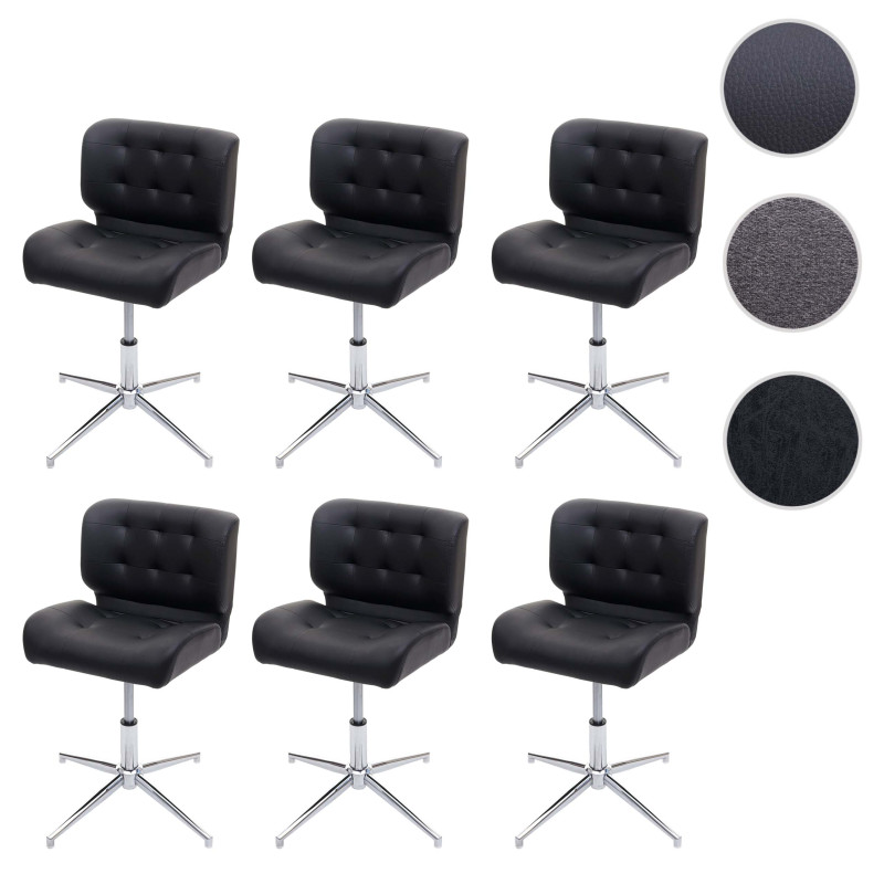 Lot de 6 chaises de salle à manger chaise pivotante, réglable en hauteur pivotante - tissu/textile gris foncé, pied noir