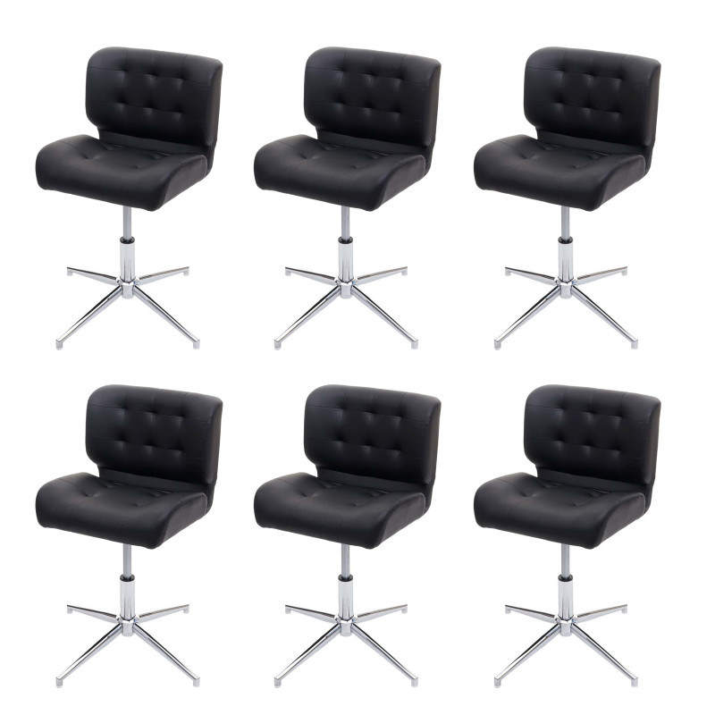 Lot de 6 chaises de salle à manger chaise pivotante, hauteur réglable pivotante - similicuir noir, pied chromé