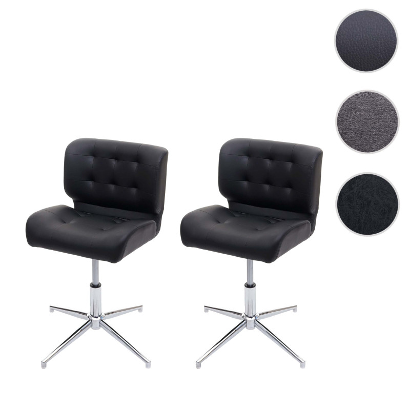 2x Chaise de salle à manger pivotante, réglable en hauteur - similicuir vintage gris foncé, pied noir