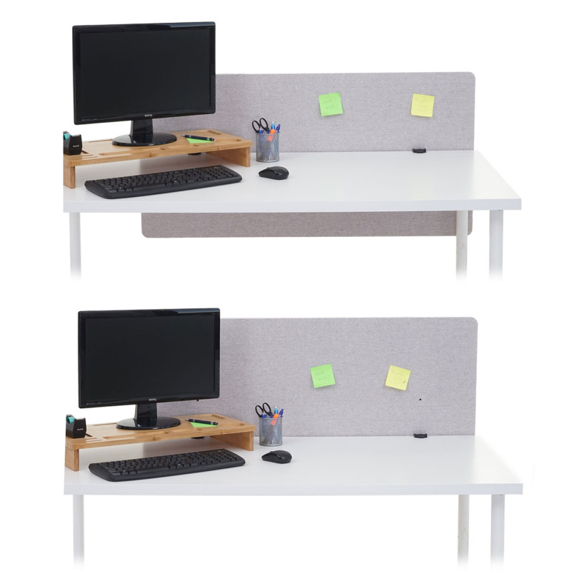 Paroi de séparation acoustique Protection visuelle pour bureau, panneau, tissu - 120x60cm, gris