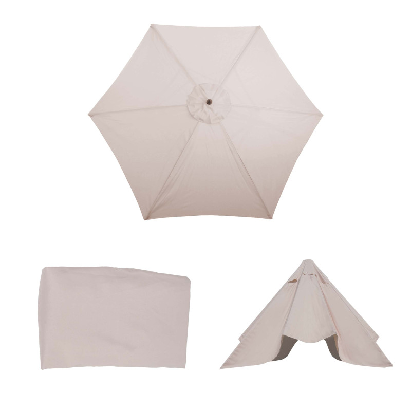 Housse de rechange pour parasol Florida, housse de rechange pour parasol, Ø 3m polyester 6 baleines - crème