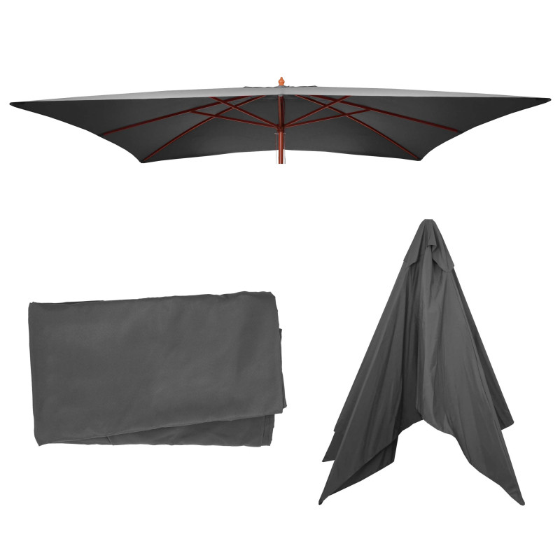 Toile pour parasol Florida, toile de remplacement, 3x4m polyester 6kg - anthracite