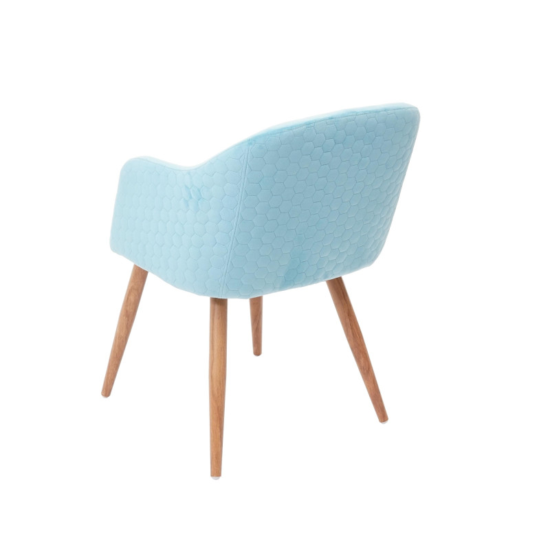 2x chaise de séjour, salle à manger fauteuil, design rétro, accoudoirs, tissu - velours turquoise