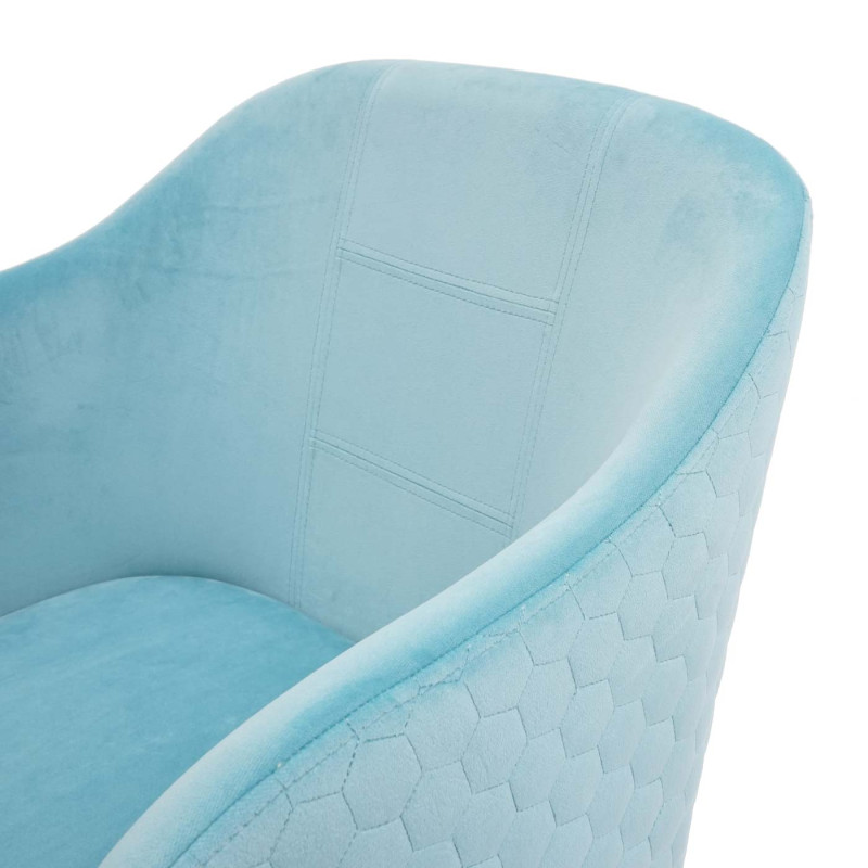 2x chaise de séjour, salle à manger fauteuil, design rétro, accoudoirs, tissu - velours turquoise