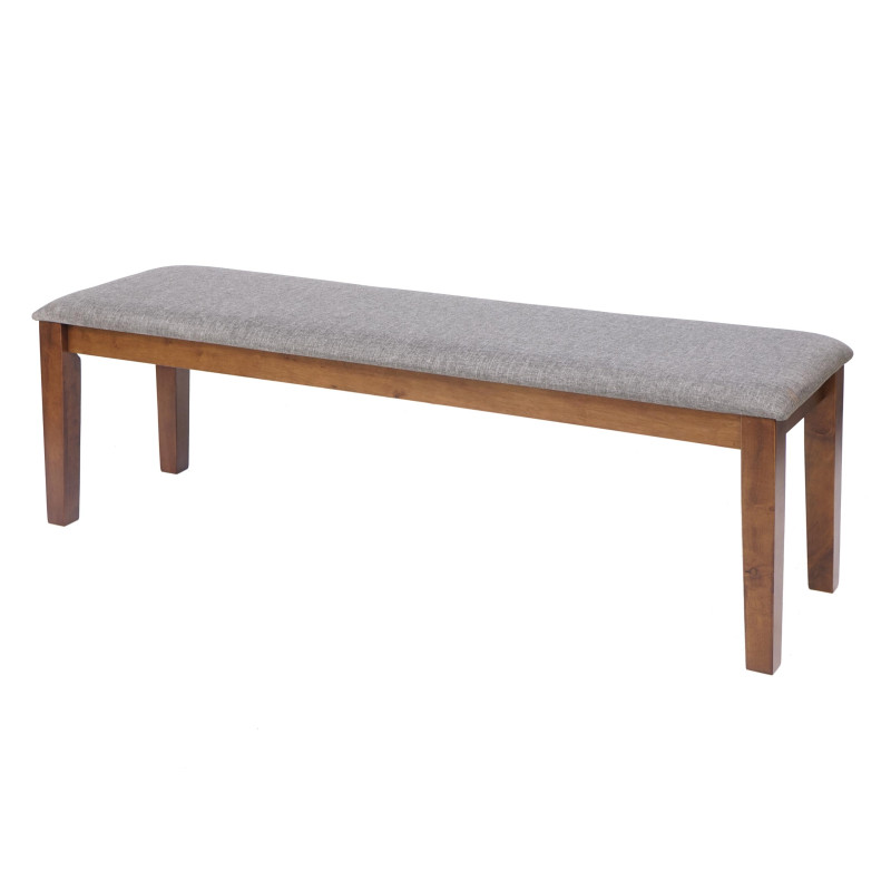 Banc banc de vestiaire, banc de cuisine, bois massif, tissu / textile gris - 120x41 cm