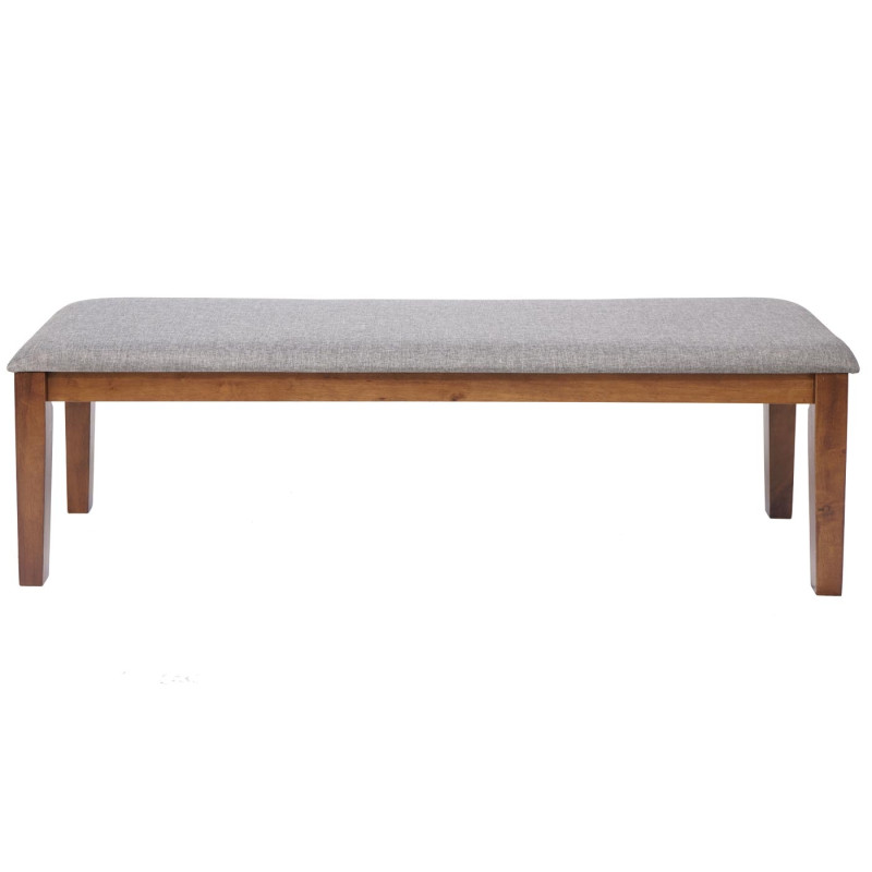 Banc banc de vestiaire, banc de cuisine, bois massif, tissu / textile gris - 120x41 cm