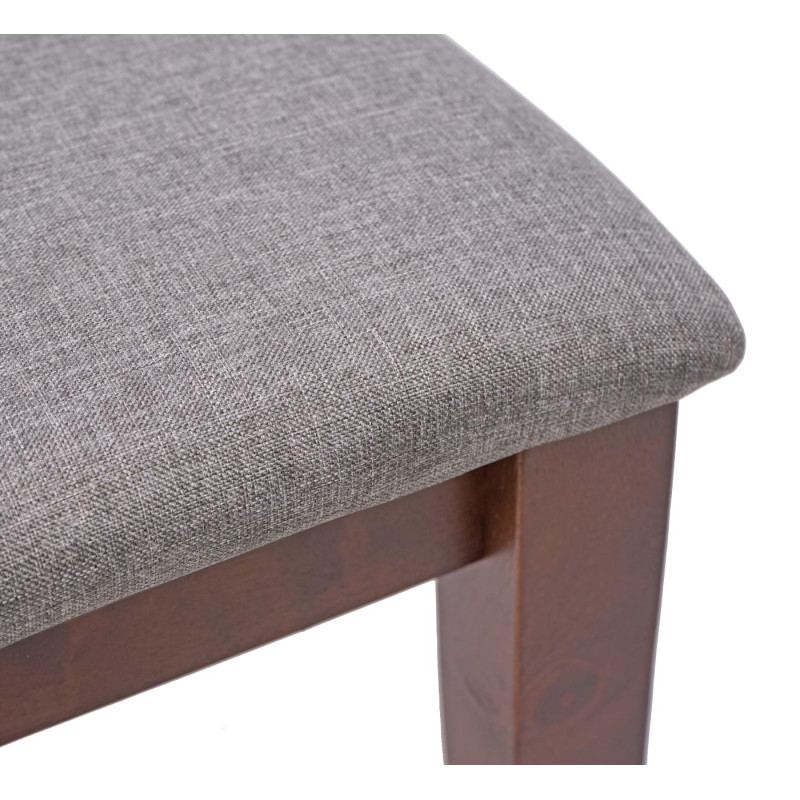 Banc banc de vestiaire, banc de cuisine, bois massif, tissu / textile gris - 120x41 cm