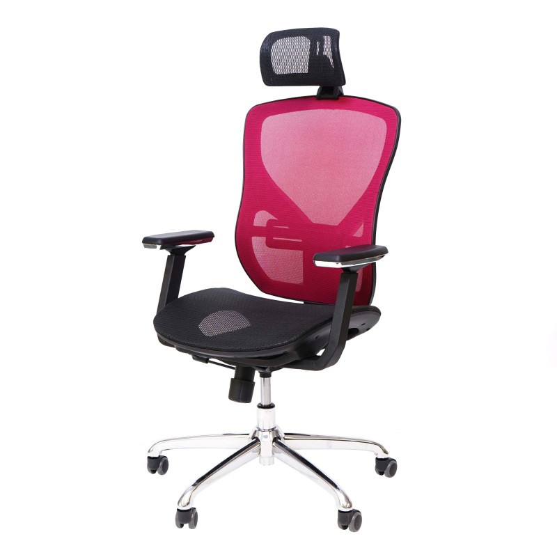 Chaise de bureau fonction coulissante, tissu / textile ISO9001 - noir / rouge