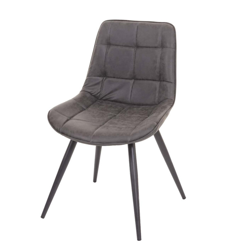 2x chaise de salle à manger chaise rembourrée, rétro aspect daim - similicuir gris foncé