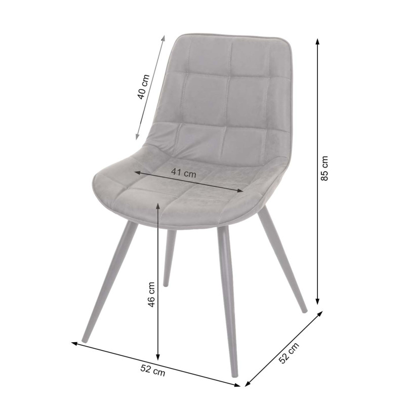 2x chaise de salle à manger chaise rembourrée, rétro aspect daim - similicuir gris foncé