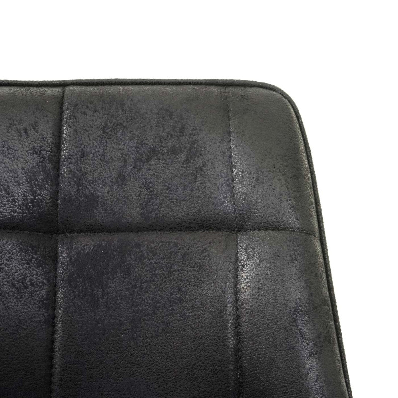 2x chaise de salle à manger , rembourrée, look rétro en daim - tissu / textile noir