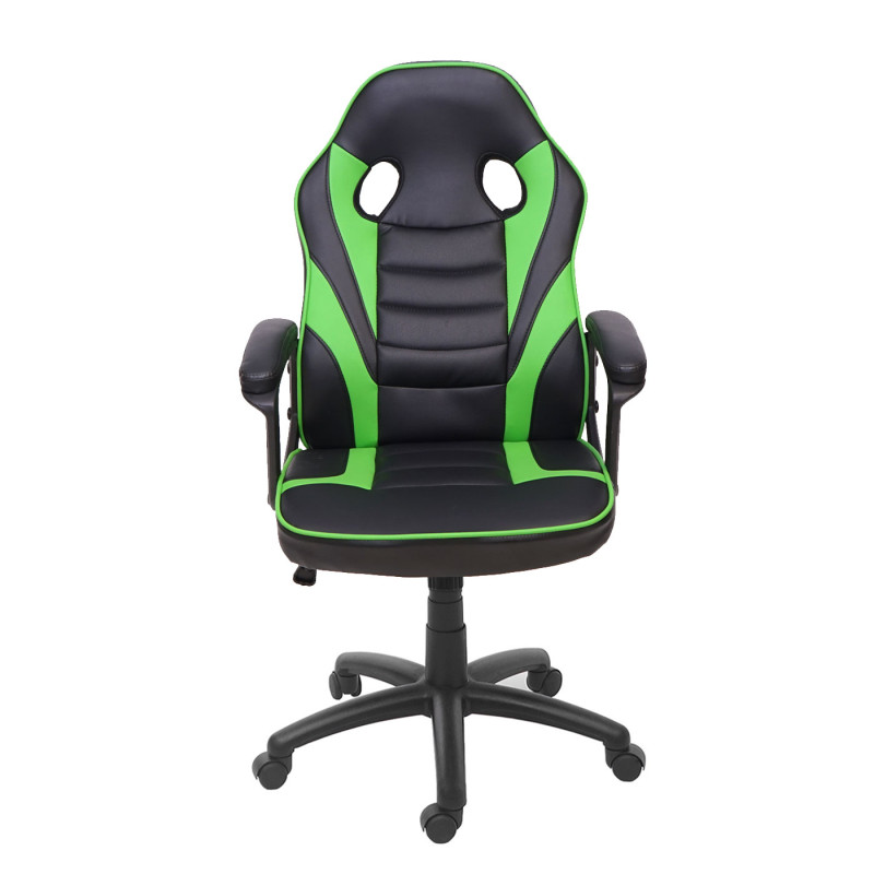 Chaise de bureau chaise pivotante, chaise racing et gaming, similicuir - noir-vert