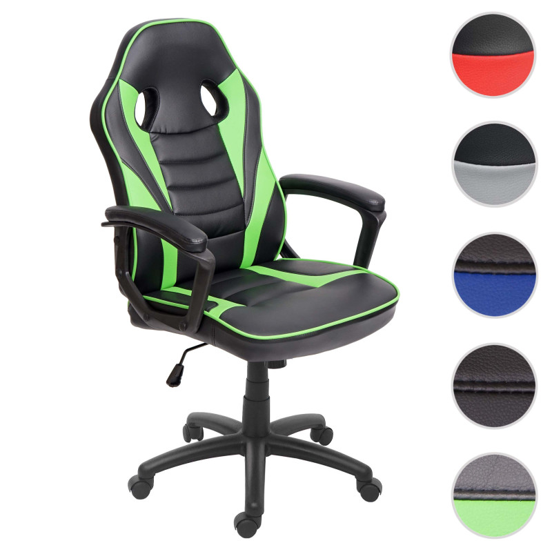 Chaise de bureau chaise pivotante, chaise racing et gaming, similicuir - noir-vert