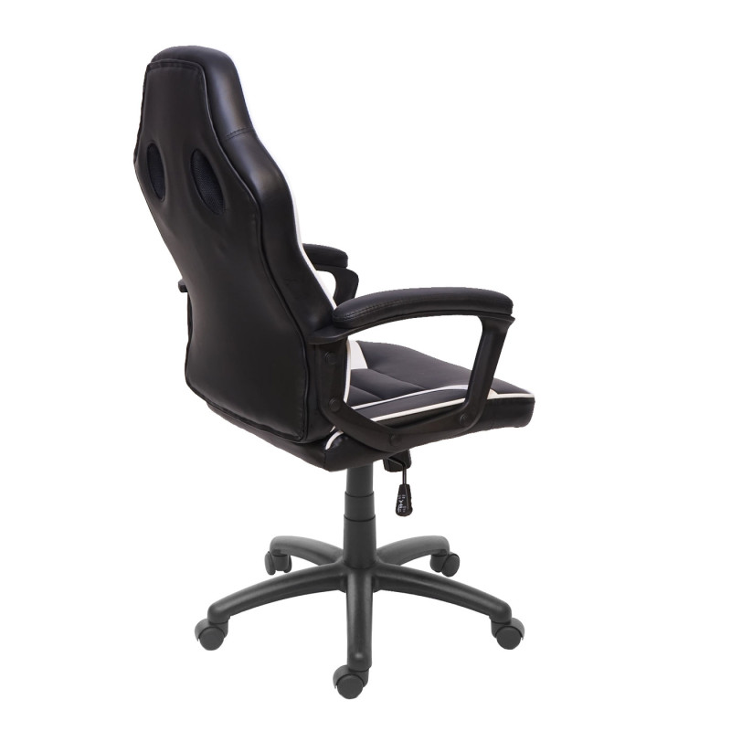 Chaise de bureau chaise pivotante, chaise racing et gaming, similicuir - noir-blanc