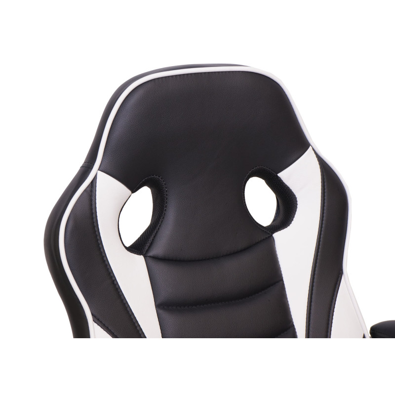 Chaise de bureau chaise pivotante, chaise racing et gaming, similicuir - noir-blanc
