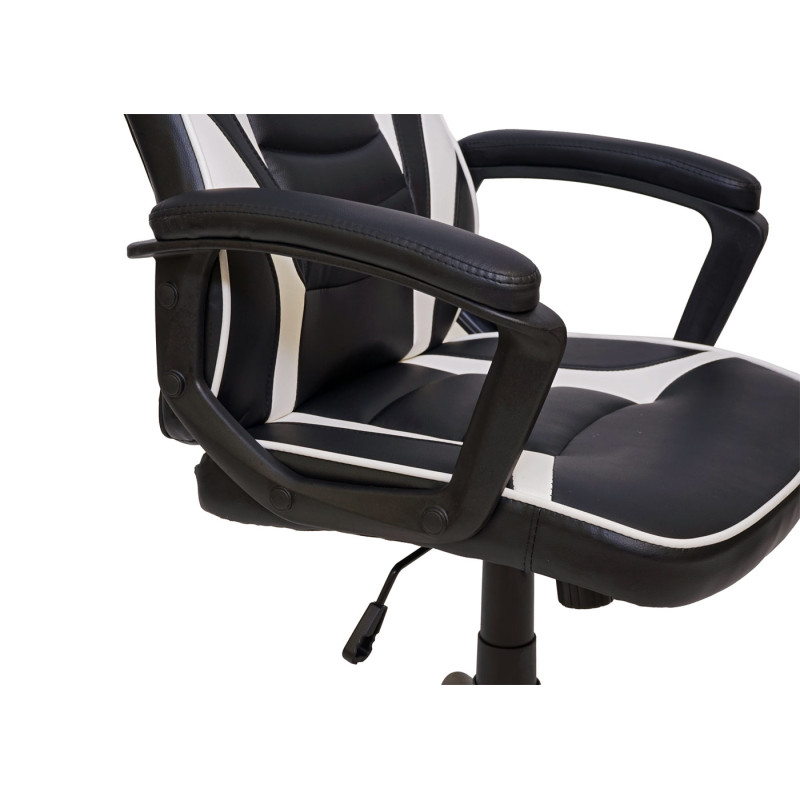 Chaise de bureau chaise pivotante, chaise racing et gaming, similicuir - noir-blanc