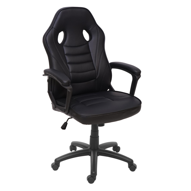 Chaise de bureau chaise pivotante, chaise racing et gaming, similicuir - noir