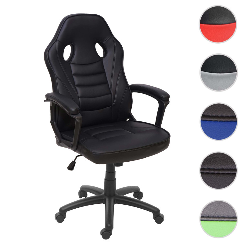 Chaise de bureau chaise pivotante, chaise racing et gaming, similicuir - noir