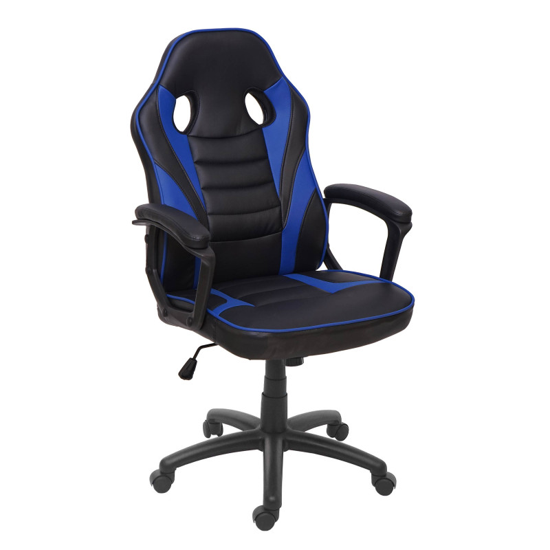 Chaise de bureau chaise pivotante, chaise racing et gaming, similicuir - noir-bleu