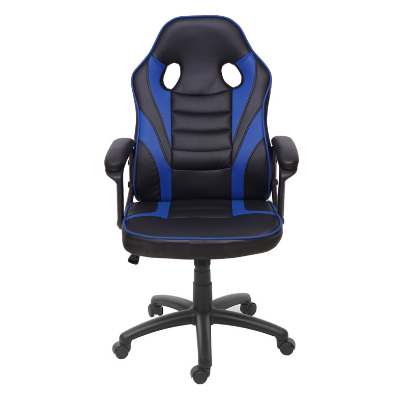 Chaise de bureau chaise pivotante, chaise racing et gaming, similicuir - noir-bleu