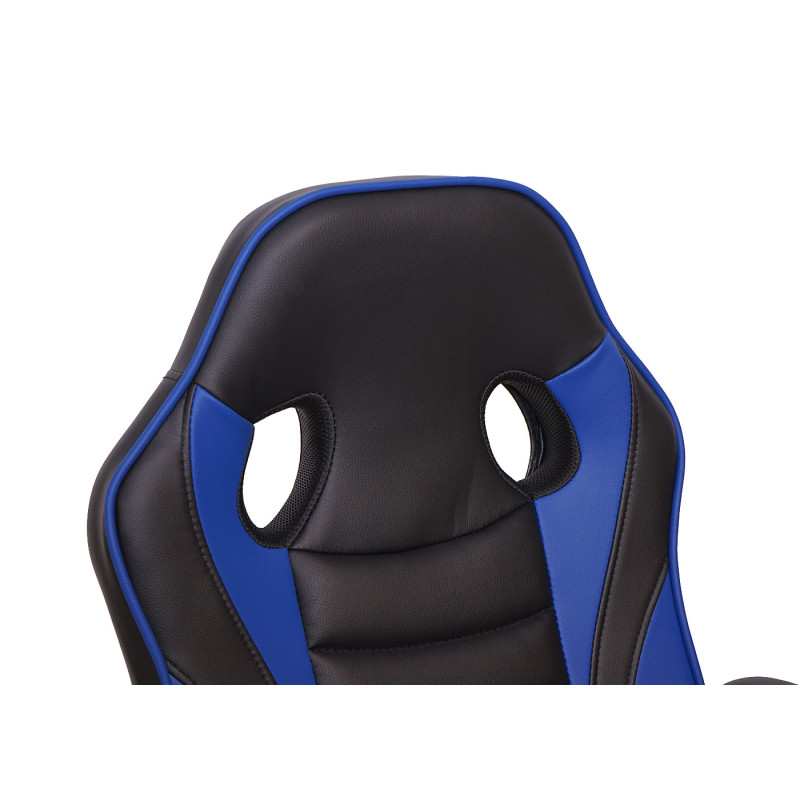 Chaise de bureau chaise pivotante, chaise racing et gaming, similicuir - noir-bleu