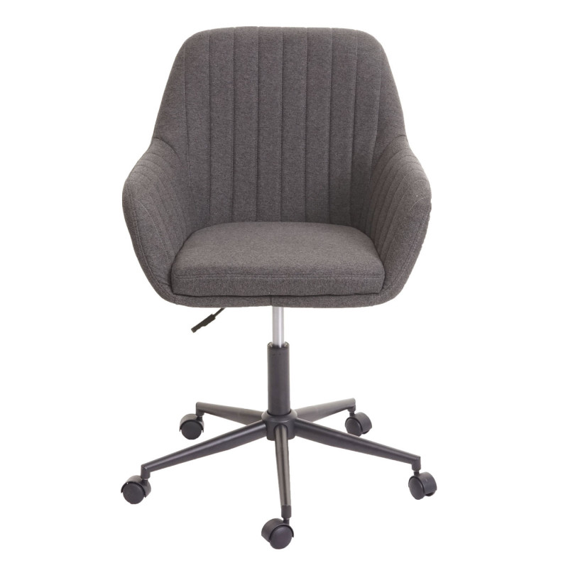 Chaise de bureau pivotante, tissu, avec accoudoirs - gris foncé