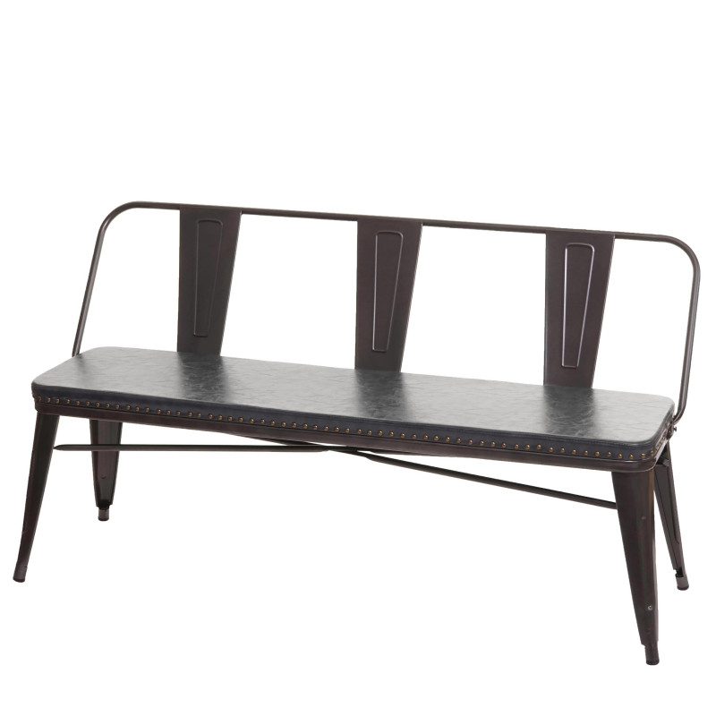 Banc à 3 places, pour salle à manger,design chesterfield, industriel,gastronomie,similicuir-noir-gris