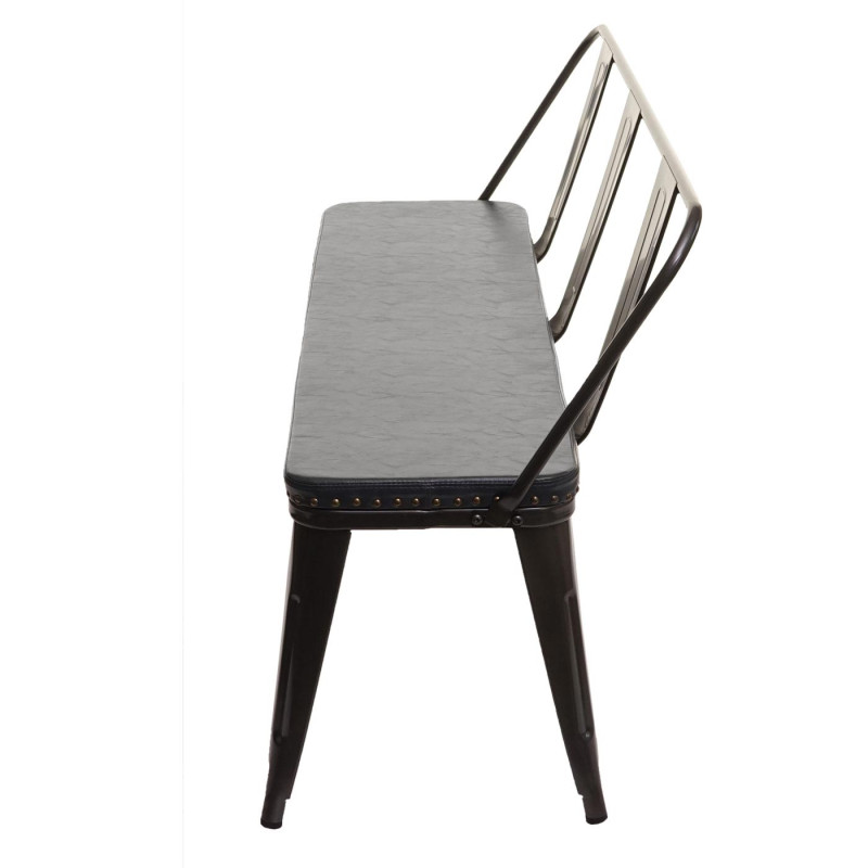 Banc à 3 places, pour salle à manger,design chesterfield, industriel,gastronomie,similicuir-noir-gris