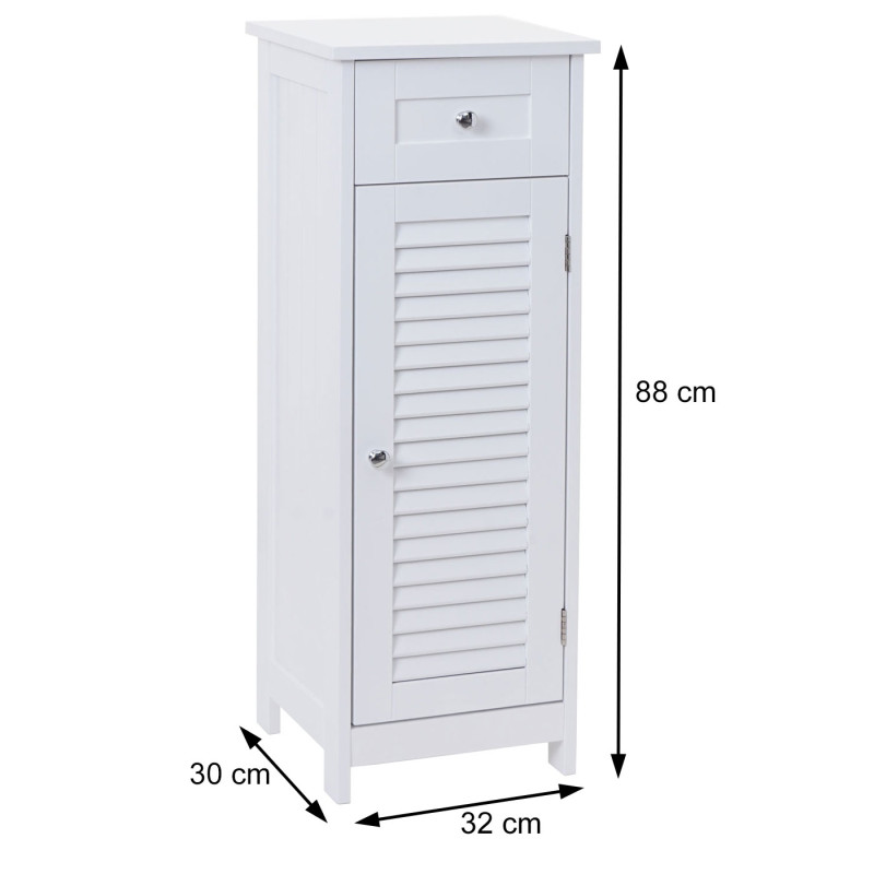 Étagère armoire de salle de bain, compartiment, style maison de campagne 88x32x30cm blanc