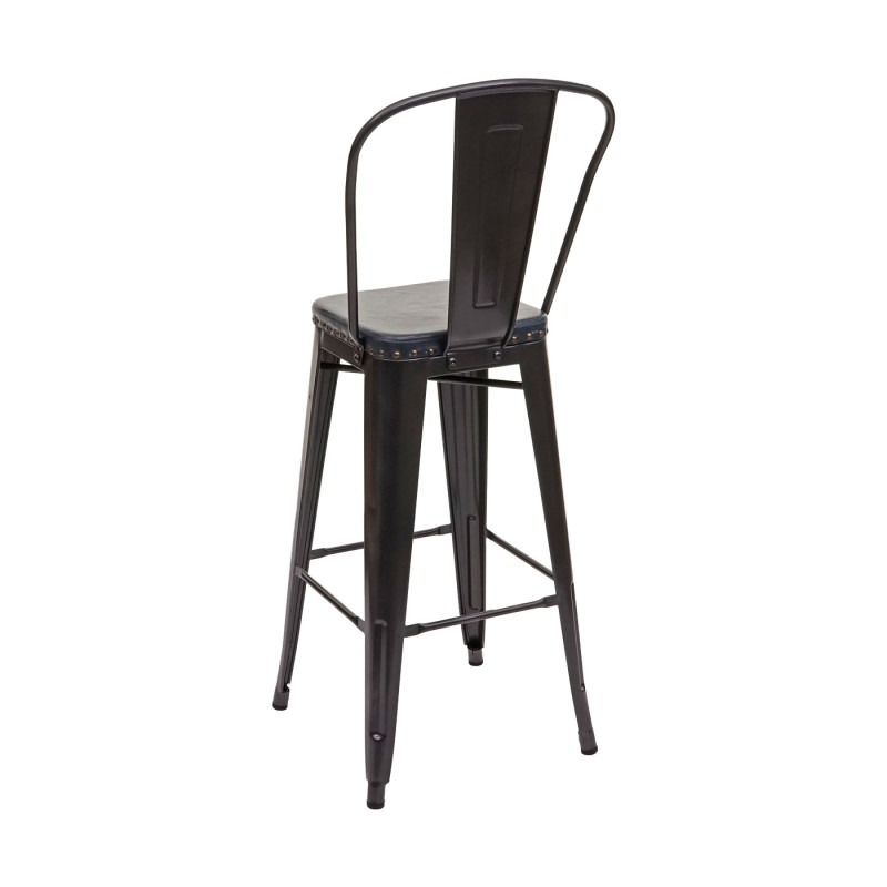 2x Tabouret de bar métal, similicuir Chesterfield, pour gastronomie,design industriel - noir-gris