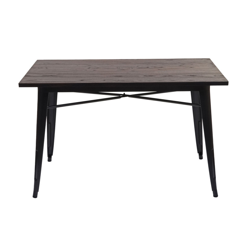 Table pour salle à manger gastronomie, bois d'orme, standards MVG, noir-marron 120x60 cm