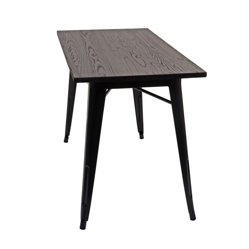 Table pour salle à manger gastronomie, bois d'orme, standards MVG, noir-marron 120x60 cm