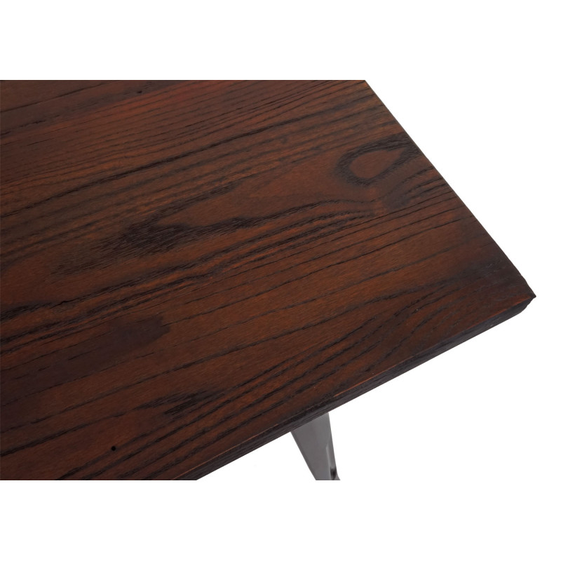 Table pour salle à manger gastronomie, bois d'orme, standards MVG, noir-marron 120x60 cm