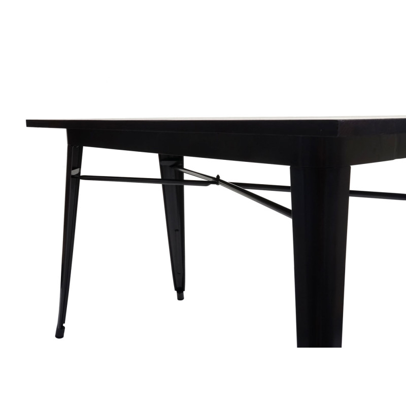 Table pour salle à manger gastronomie, bois d'orme, standards MVG, noir-marron 120x60 cm