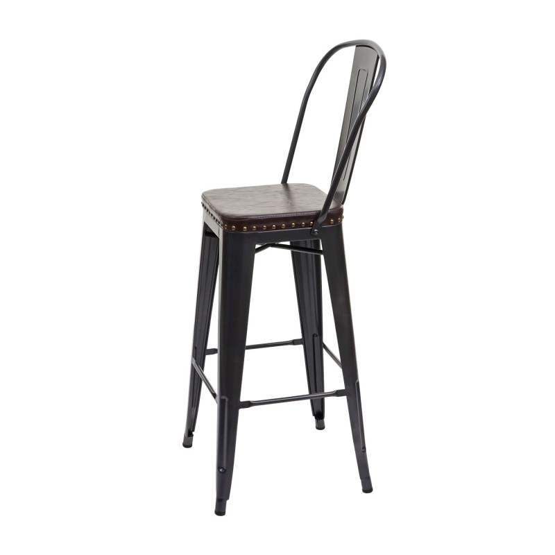 2x Tabouret de bar similicuir Chesterfield, pour gastronomie,design industriel - noir-marron