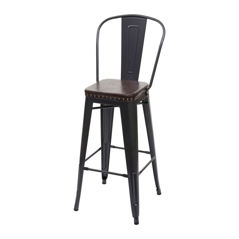 2x Tabouret de bar similicuir Chesterfield, pour gastronomie,design industriel - noir-marron