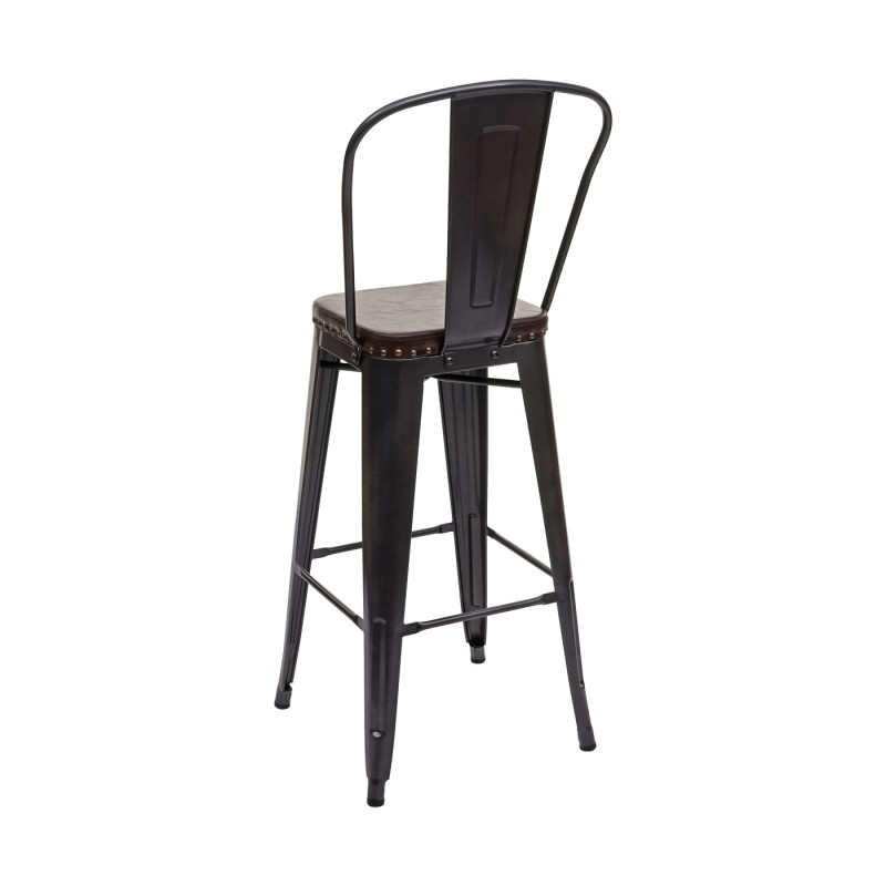 2x Tabouret de bar similicuir Chesterfield, pour gastronomie,design industriel - noir-marron