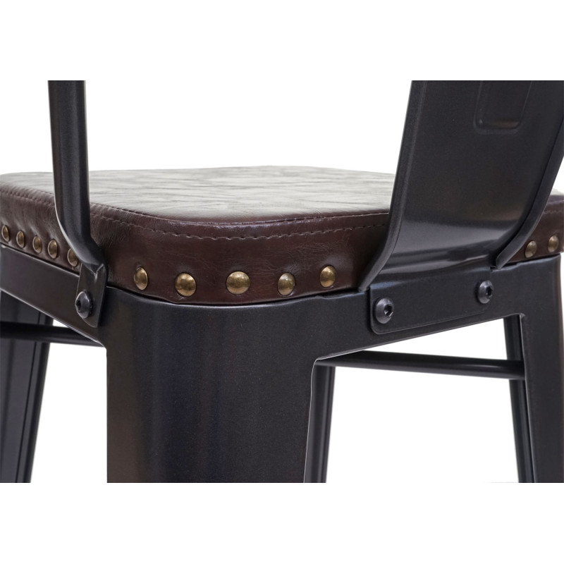 2x Tabouret de bar similicuir Chesterfield, pour gastronomie,design industriel - noir-marron