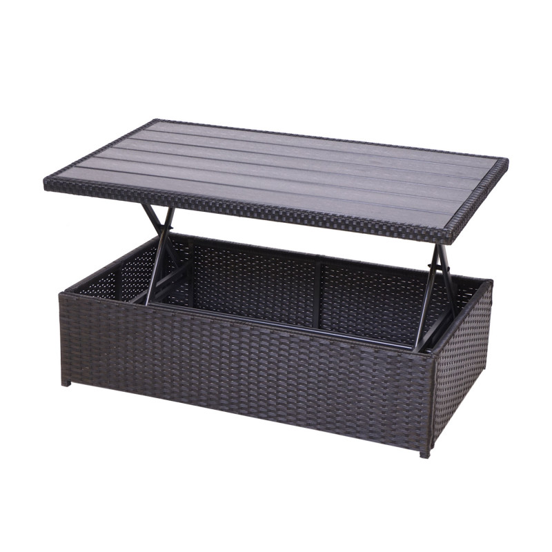 Ensemble de meubles en polyrotin pour balcon, jardin, Lounge-Set - noir, coussins gris foncés