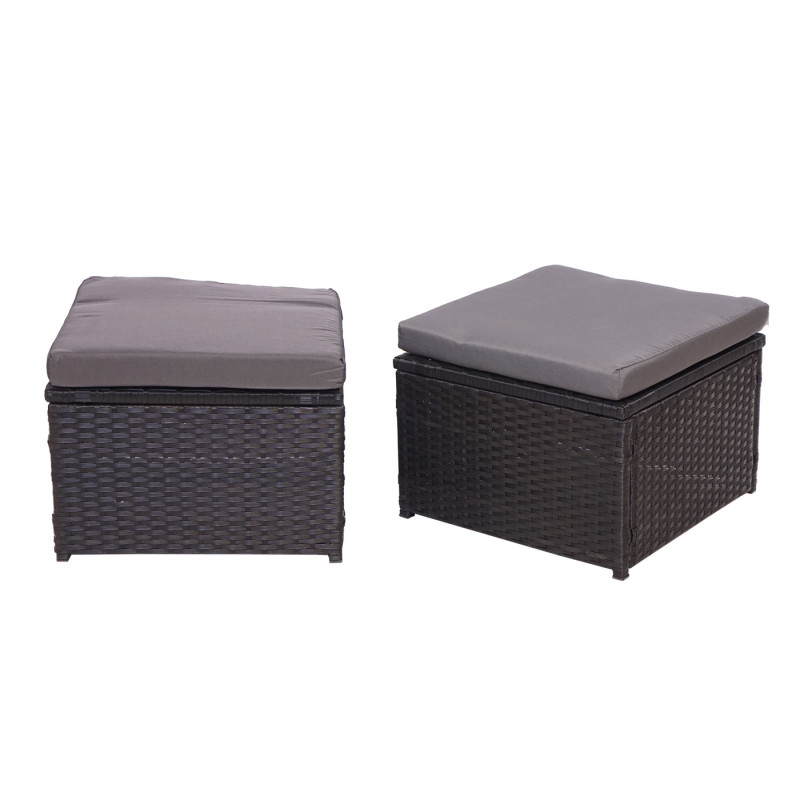 Ensemble de meubles en polyrotin pour balcon, jardin, Lounge-Set - noir, coussins gris foncés