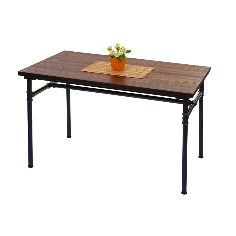 Table pour salle à manger bar, gastronomie, bois d'orme, standards MVG, noir-marron 120x70 cm