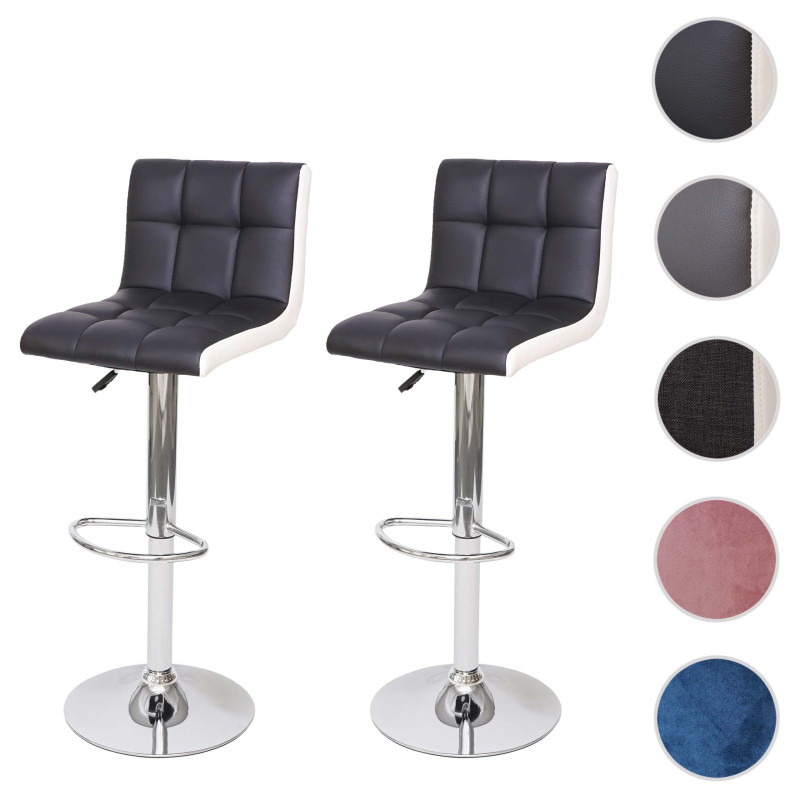 2x Tabouret de bar chaise bar/comptoir, réglable en hauteur - velours pétrole, pied noir