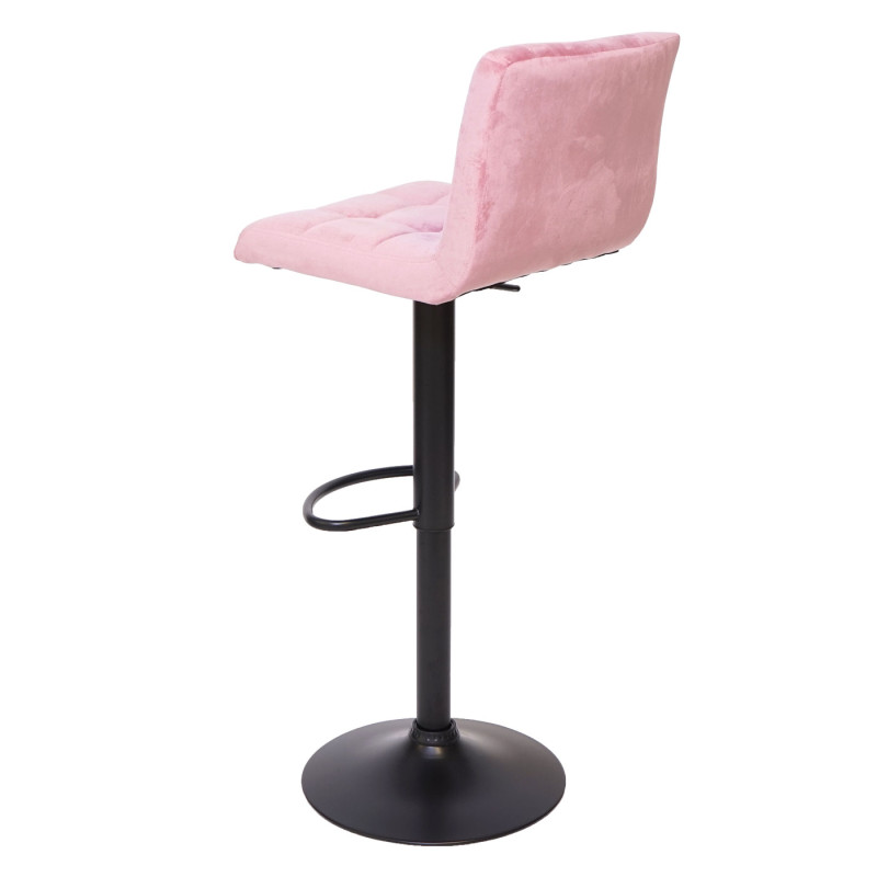 2x Tabouret de bar chaise bar/comptoir, réglable en hauteur - velours rose, pied noir