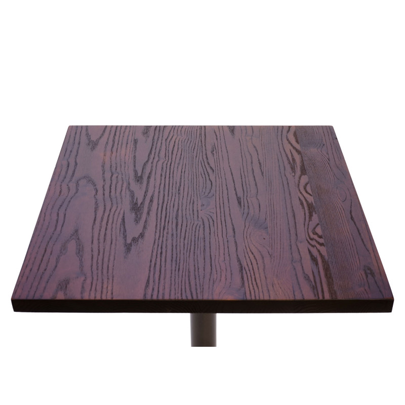 Table de bistrot de bar, gastronomie industrielle, bois d'orme certifié MVG 76x60x60cm brun noir