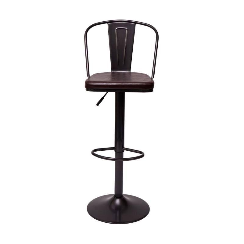 2x Tabouret de bar réglable en hauteur, pivotant, design industriel - vintage noir-marron