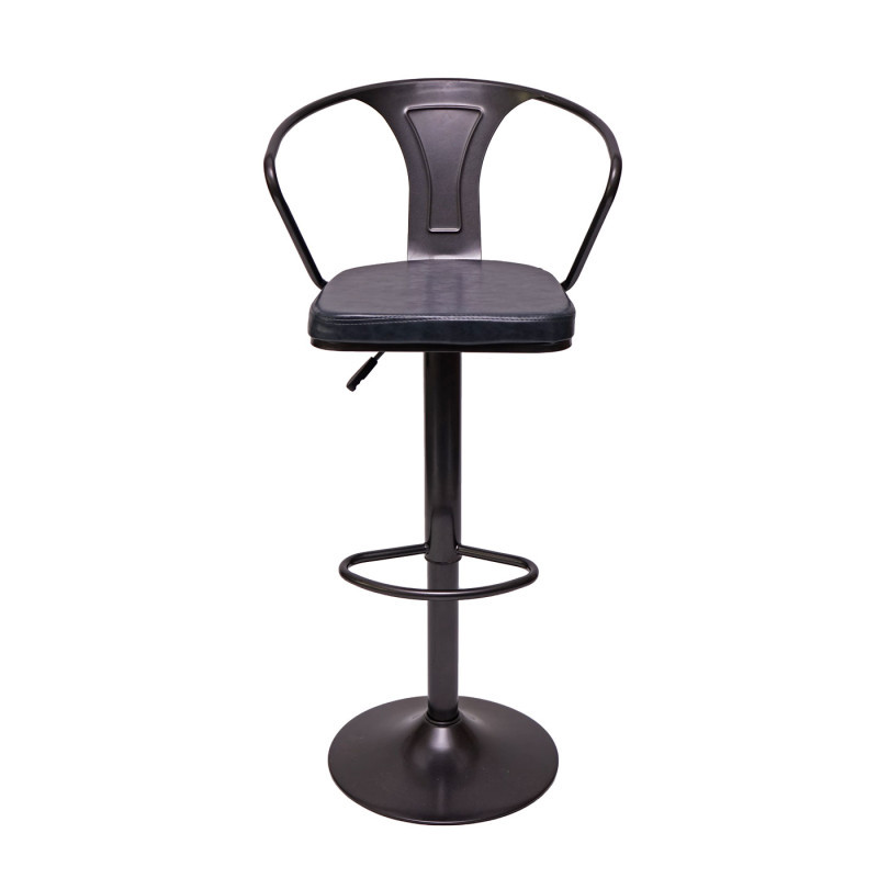 2x Tabouret de bar en hauteur,avec accoudoirs,pivotant,design industriel - vintage noir-gris